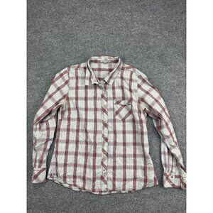Horny Toad Shirt Womens Large Red Plaid Organic Cotton Button Down Long Sleeve